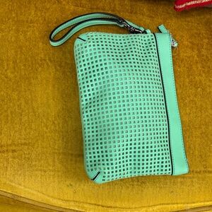 Banana Republic Aqua Perforated Wristlet